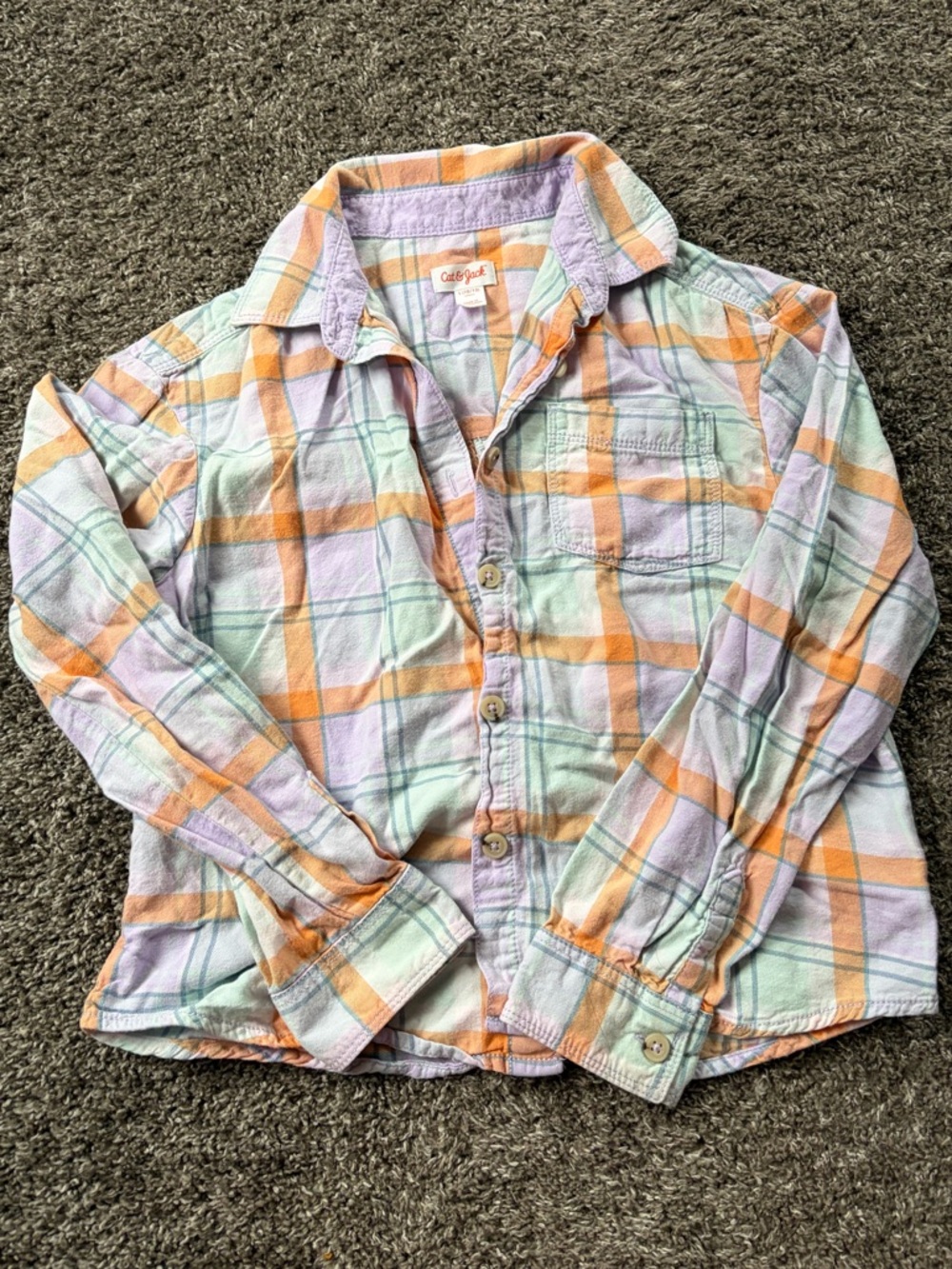 Cat & Jack Pastel Plaid Button up Size L (10/12) ** bundle 5/$15
